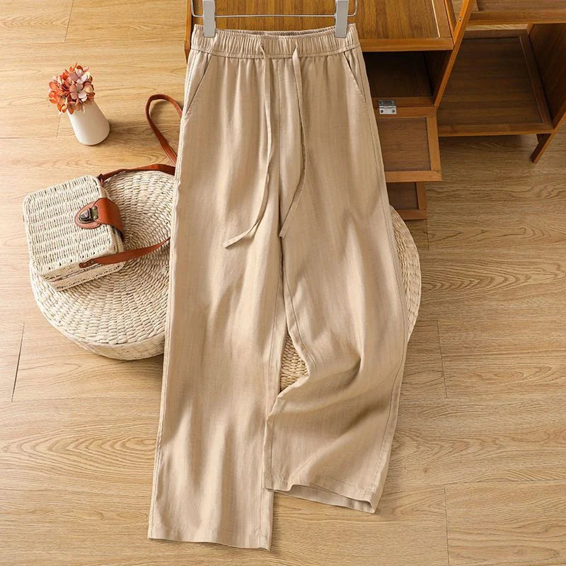 White Wide Leg Pants Women Summer High Waist Relaxed Fit Casual Trousers Loose Floor Length